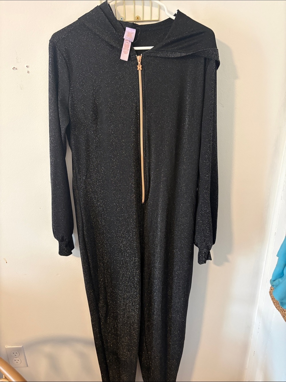 Savage X Fenty Black Sparkle Hooded Onesie Size Large